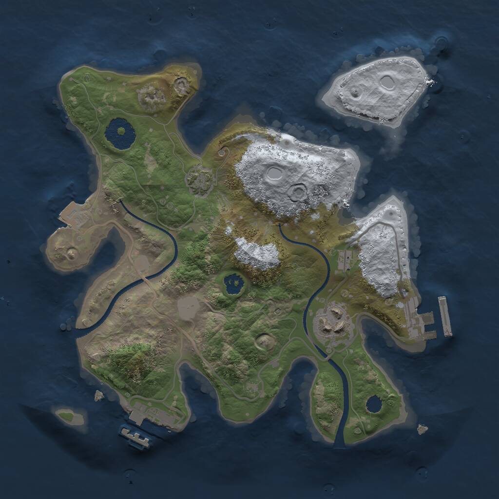 Rust Map: Procedural Map, Size: 2500, Seed: 169316028, 5 Monuments