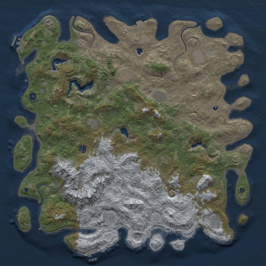 Rust Map: Procedural Map, Size: 5200, Seed: 448883092, 17 Monuments