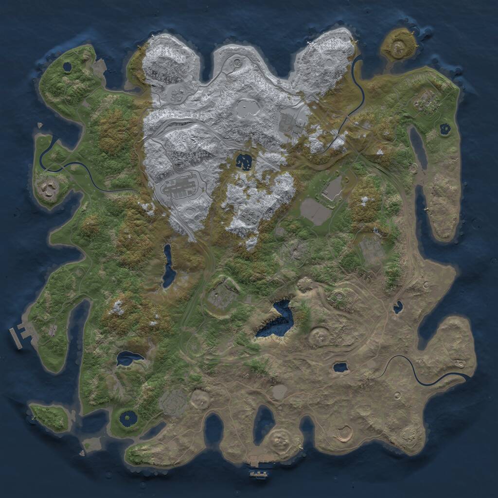 Rust Map: Procedural Map, Size: 4500, Seed: 1707218628, 17 Monuments