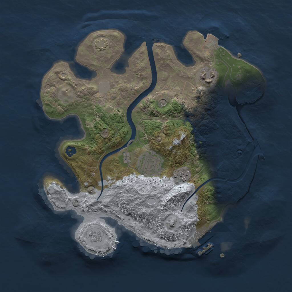Rust Map: Procedural Map, Size: 2750, Seed: 3284123, 8 Monuments