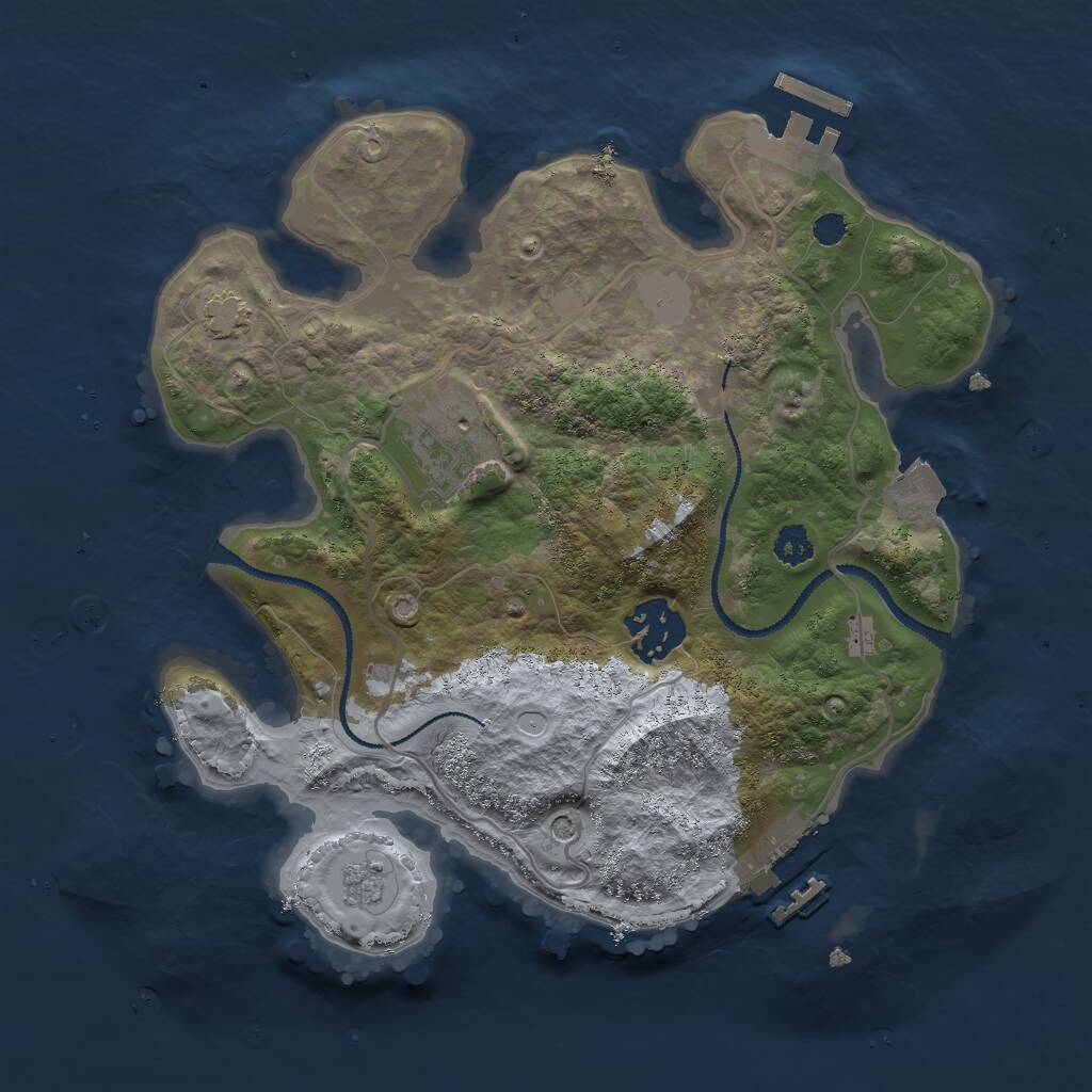 Rust Map: Procedural Map, Size: 2750, Seed: 3284123, 8 Monuments