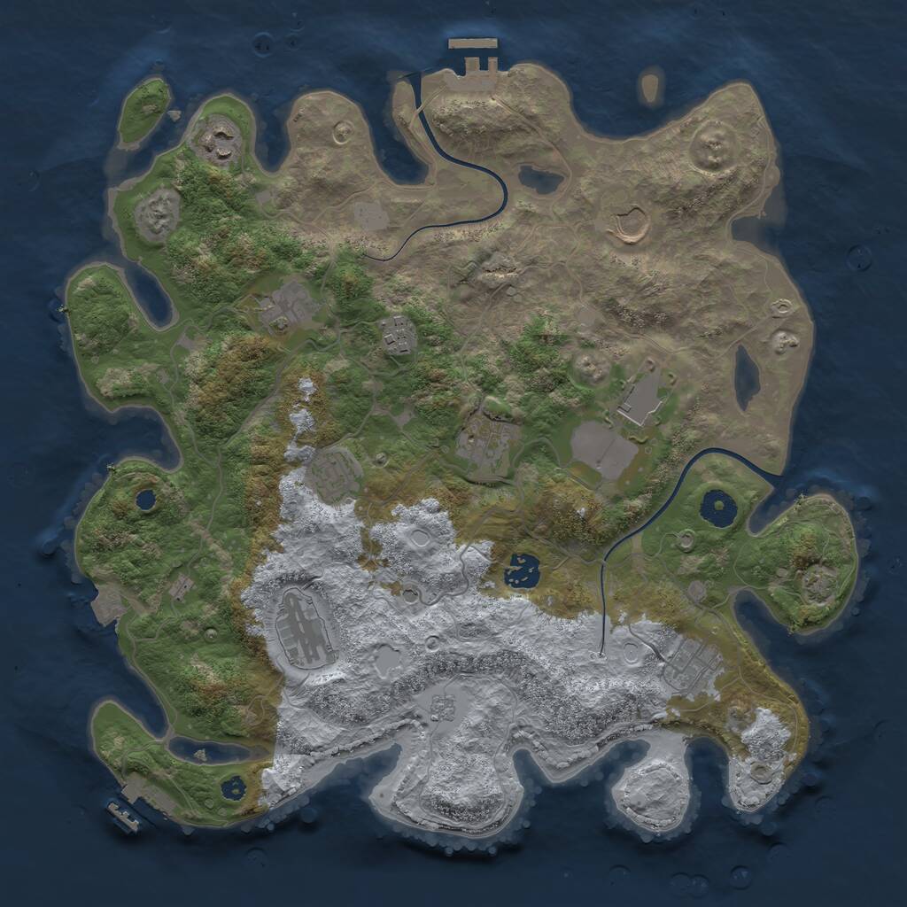 Rust Map: Procedural Map, Size: 3750, Seed: 1764118632, 16 Monuments