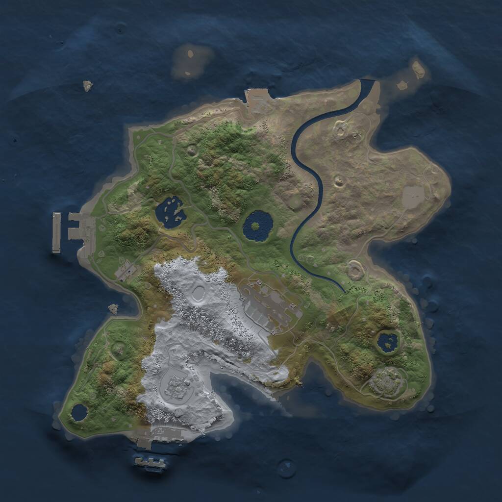 Rust Map: Procedural Map, Size: 2500, Seed: 748287294, 7 Monuments