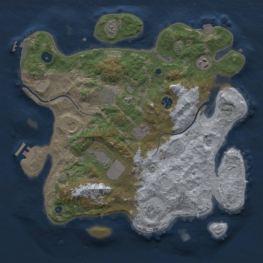 Rust Map: Procedural Map, Size: 3600, Seed: 616, 13 Monuments