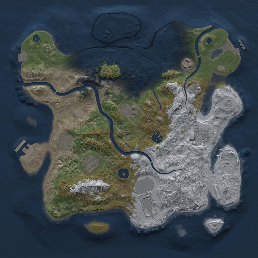 Rust Map: Procedural Map, Size: 3600, Seed: 616, 14 Monuments