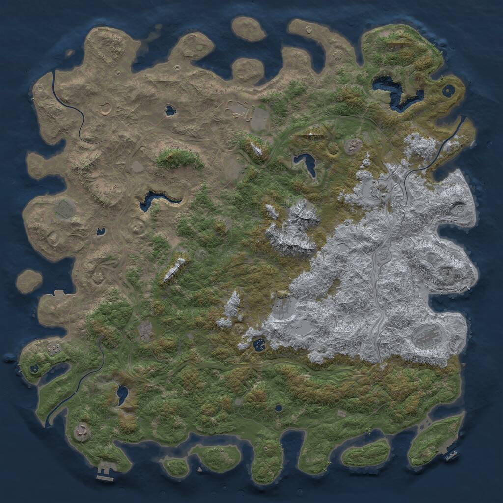 Rust Map: Procedural Map, Size: 6000, Seed: 16384, 17 Monuments