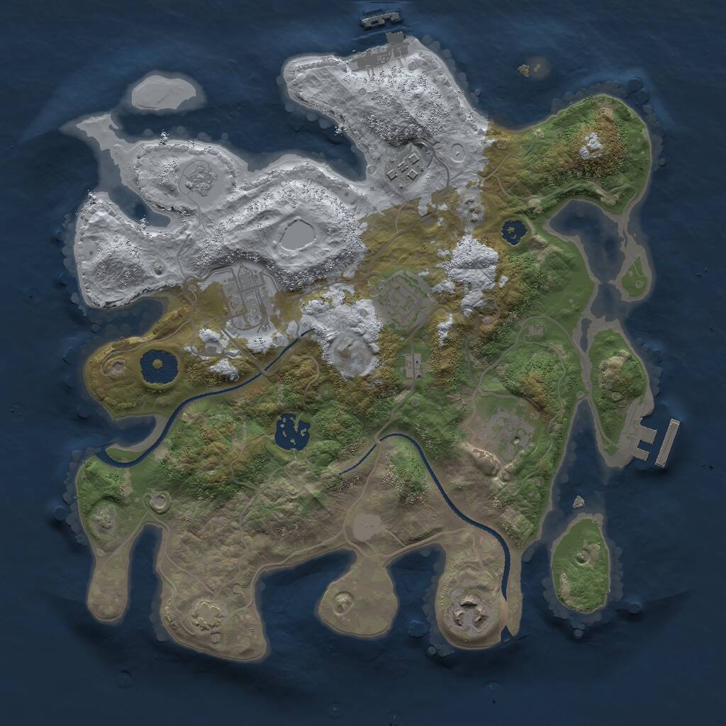 Rust Map: Procedural Map, Size: 3000, Seed: 433397434, 11 Monuments