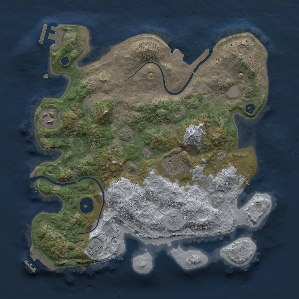 Rust Map: Procedural Map, Size: 3000, Seed: 1117329074, 9 Monuments