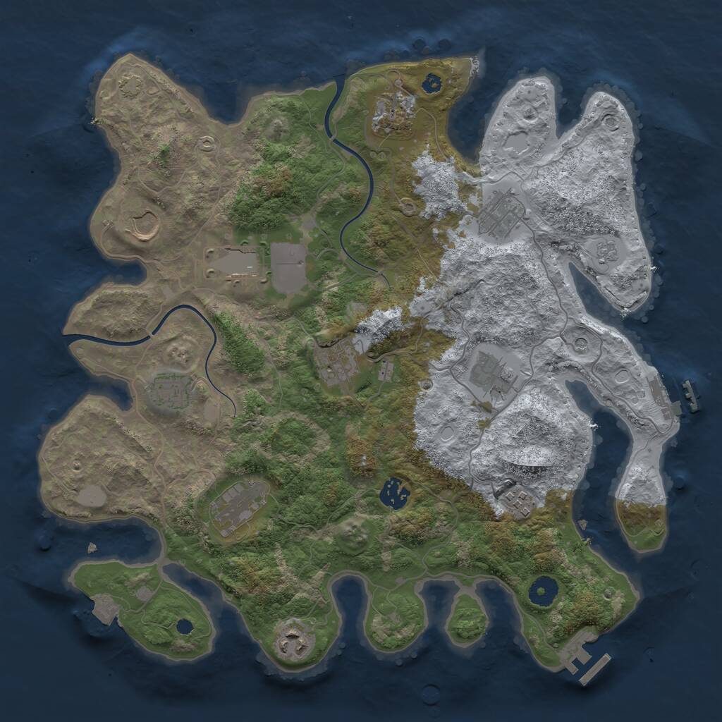 Rust Map: Procedural Map, Size: 3700, Seed: 251958124, 17 Monuments