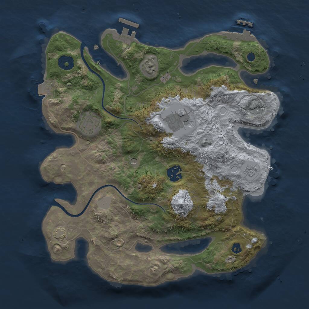 Rust Map: Procedural Map, Size: 3000, Seed: 1570849683, 9 Monuments