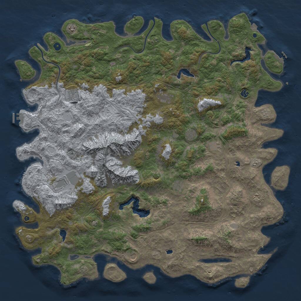 Rust Map: Procedural Map, Size: 6000, Seed: 1172829671, 17 Monuments