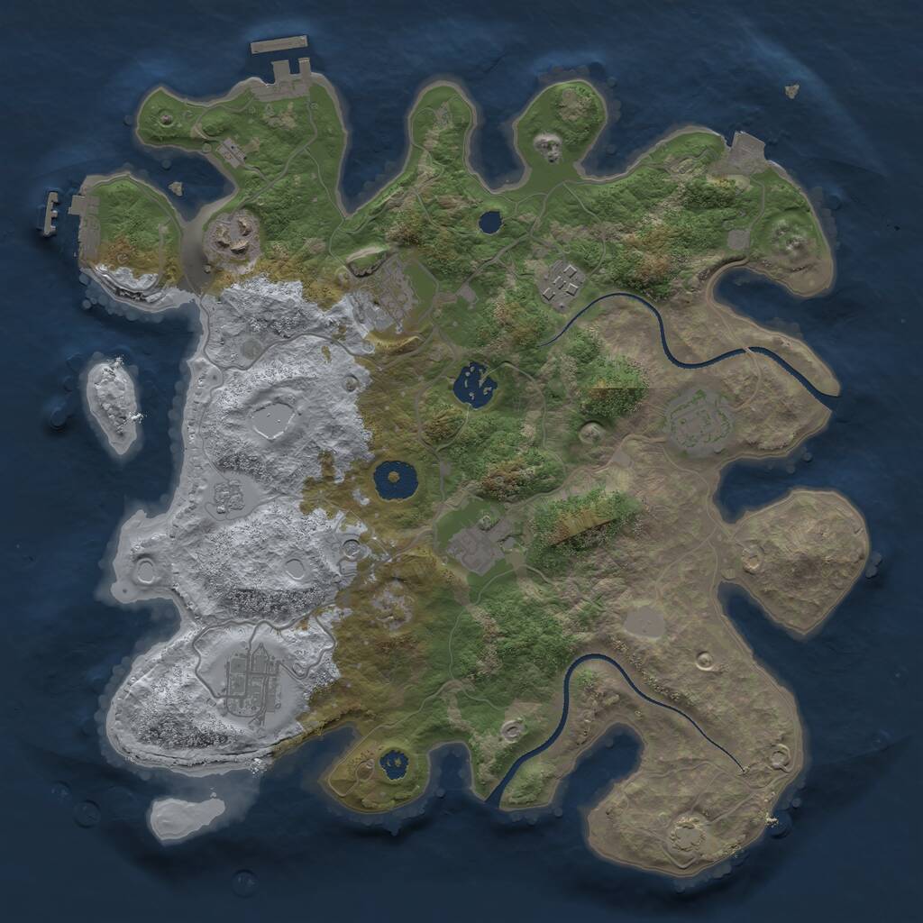 Rust Map: Procedural Map, Size: 3300, Seed: 640208014, 13 Monuments