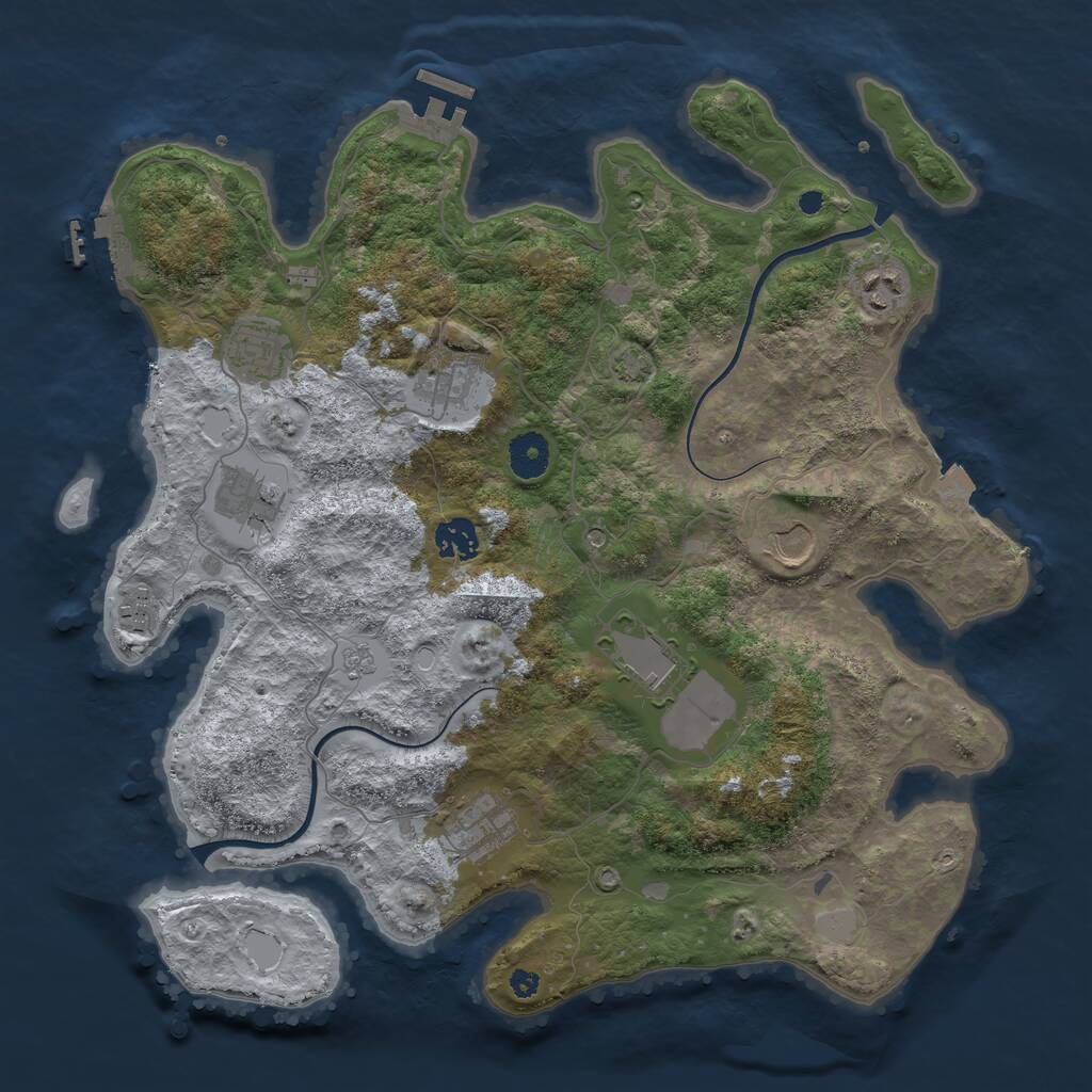 Rust Map: Procedural Map, Size: 3750, Seed: 1635935329, 15 Monuments