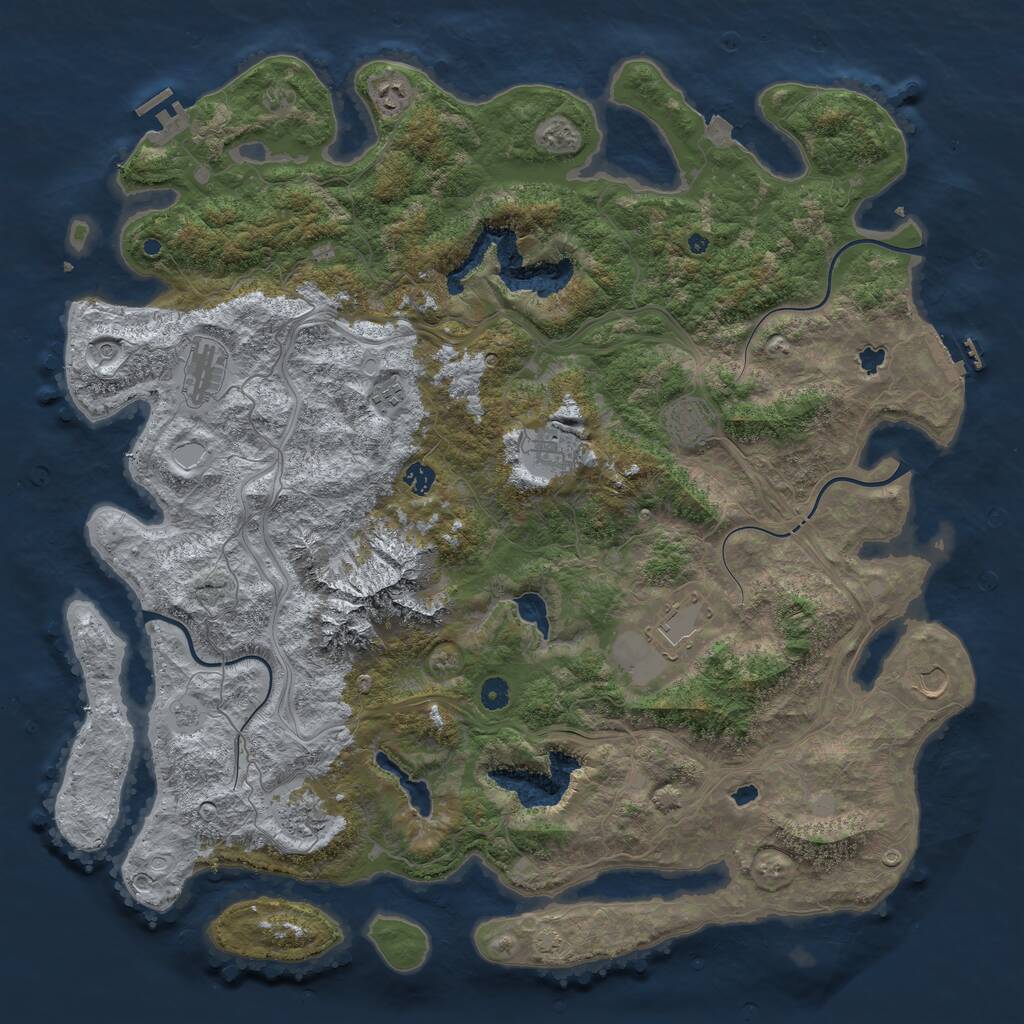 Rust Map: Procedural Map, Size: 5000, Seed: 961917951, 15 Monuments