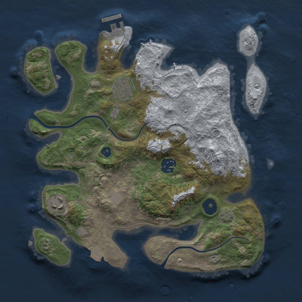 Rust Map: Procedural Map, Size: 3000, Seed: 354249498, 7 Monuments