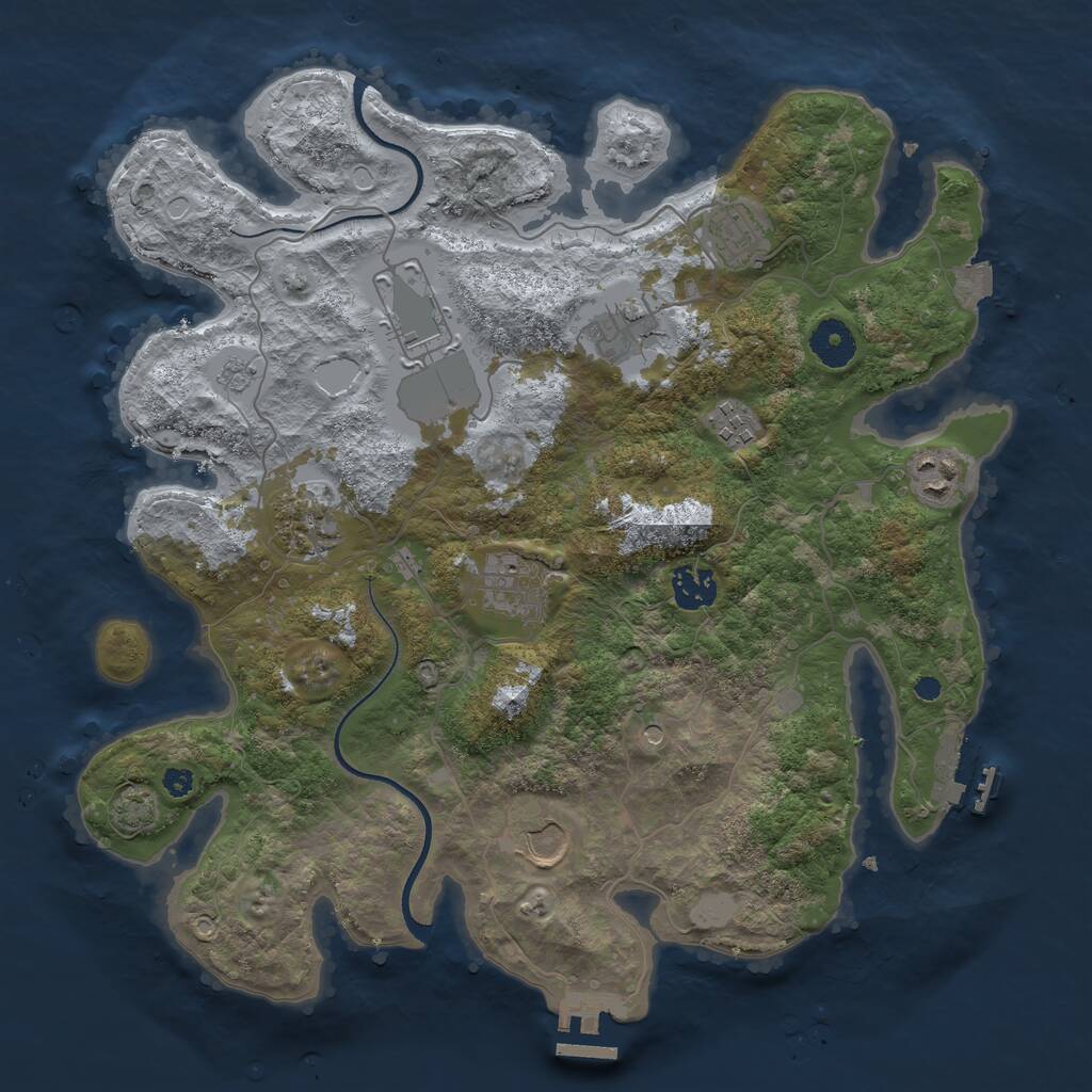 Rust Map: Procedural Map, Size: 3600, Seed: 621, 15 Monuments