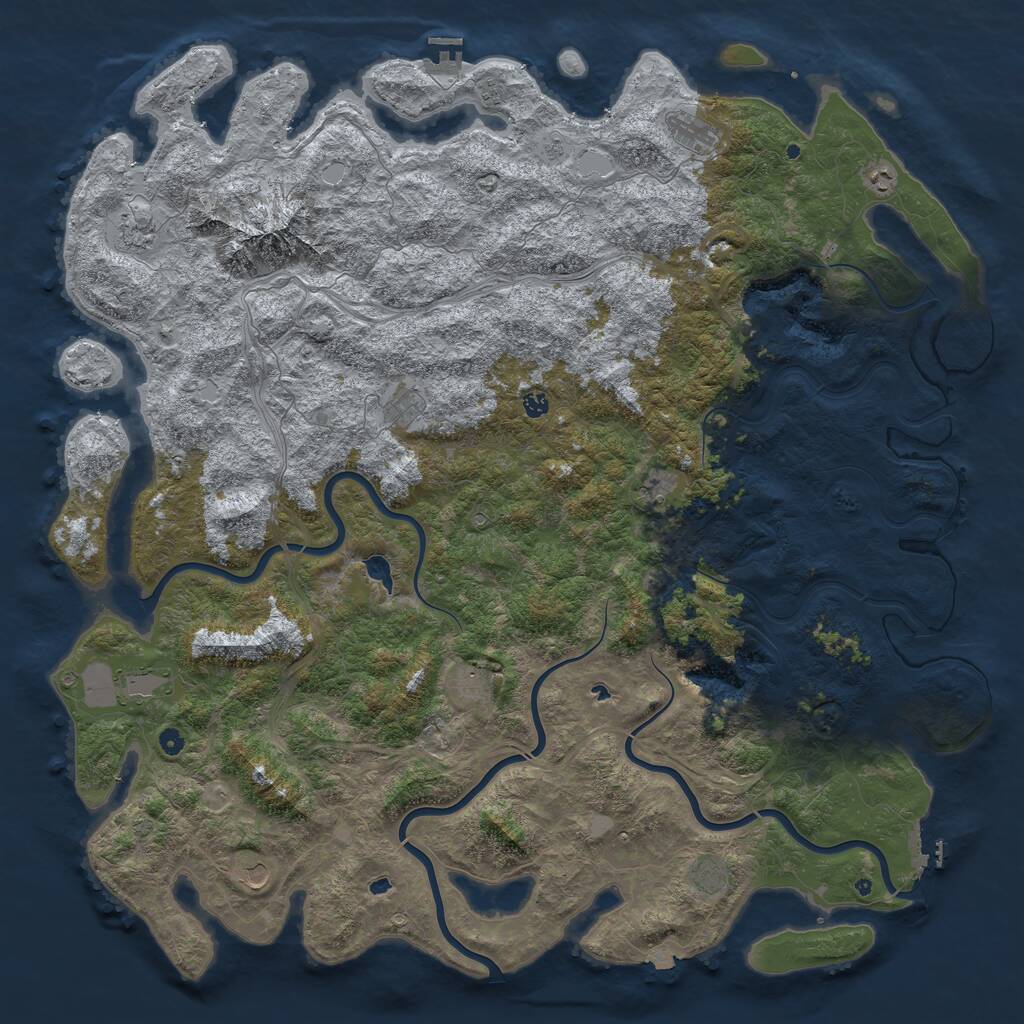 Rust Map: Procedural Map, Size: 6000, Seed: 818208239, 17 Monuments
