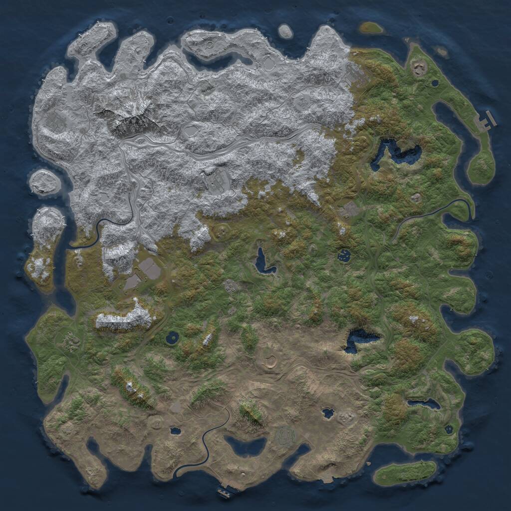 Rust Map: Procedural Map, Size: 6000, Seed: 818208239, 17 Monuments