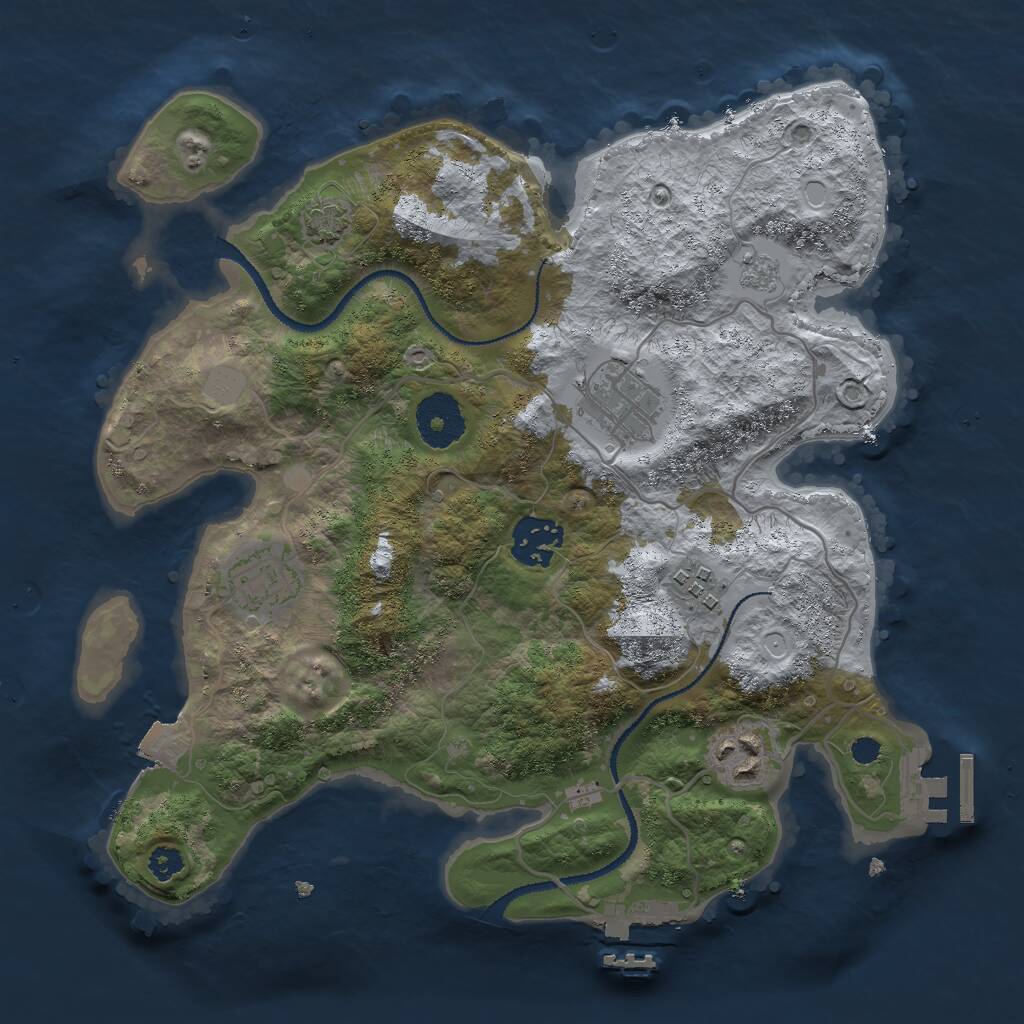 Rust Map: Procedural Map, Size: 3000, Seed: 39557615, 10 Monuments