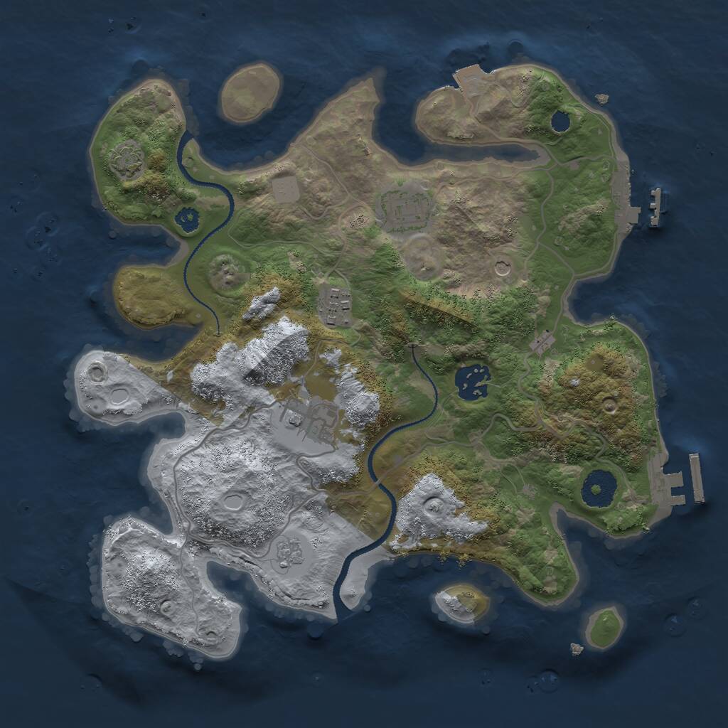 Rust Map: Procedural Map, Size: 3000, Seed: 7917, 10 Monuments