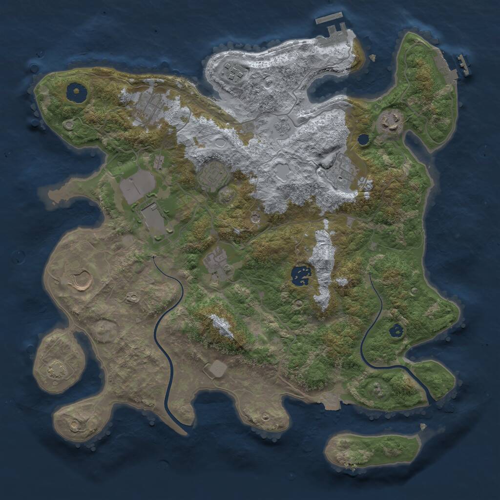 Rust Map: Procedural Map, Size: 3650, Seed: 71735406, 15 Monuments