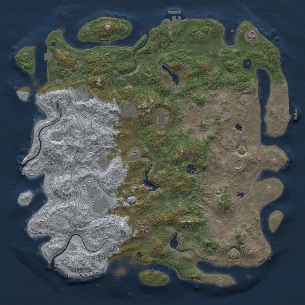 Rust Map: Procedural Map, Size: 4800, Seed: 1372049014, 17 Monuments