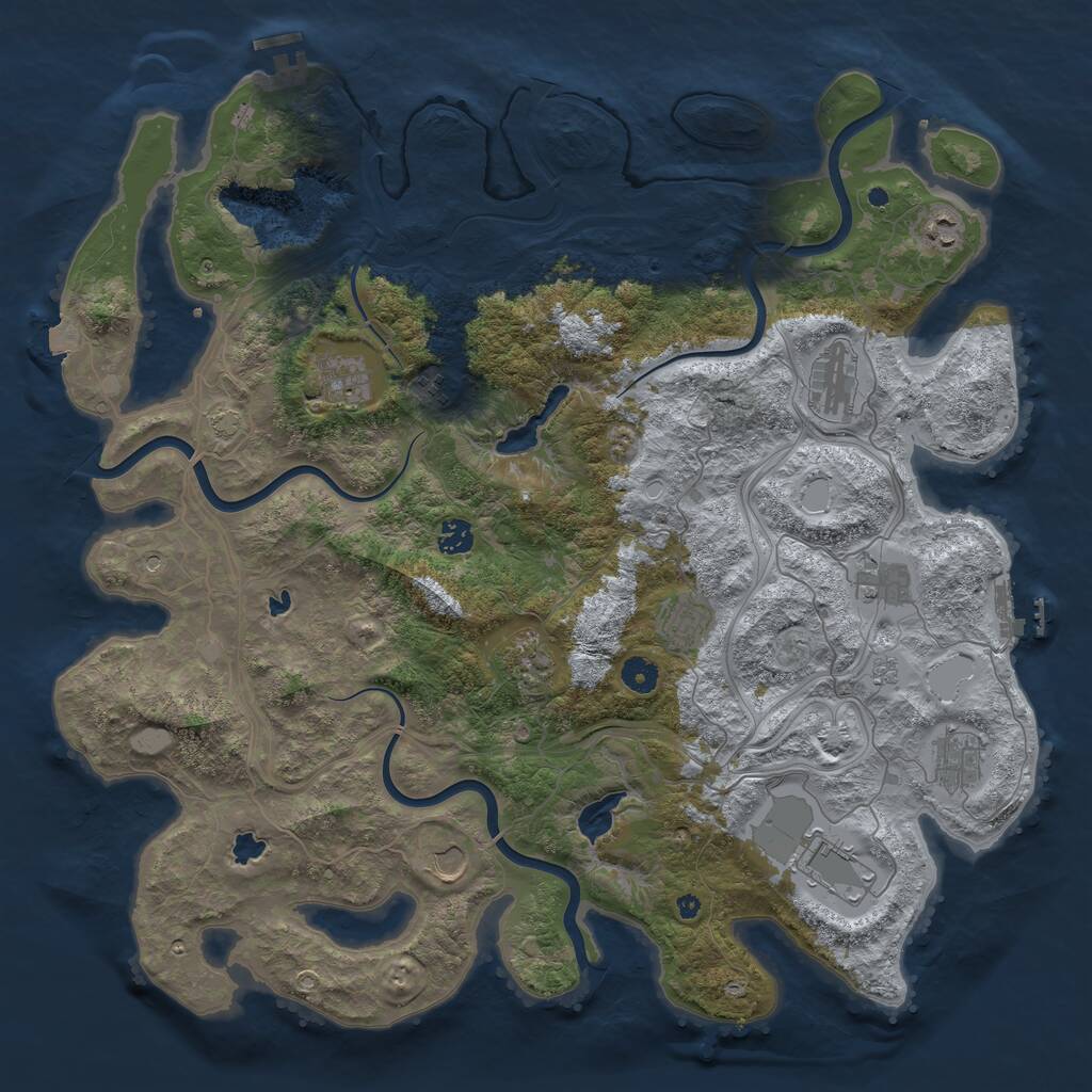 Rust Map: Procedural Map, Size: 4500, Seed: 514740112, 17 Monuments