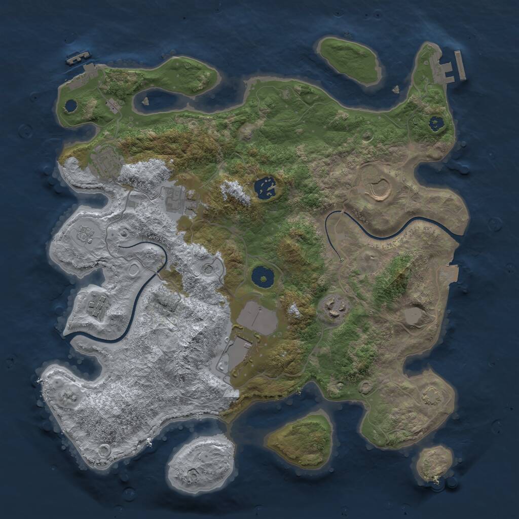 Rust Map: Procedural Map, Size: 3500, Seed: 684365364, 13 Monuments