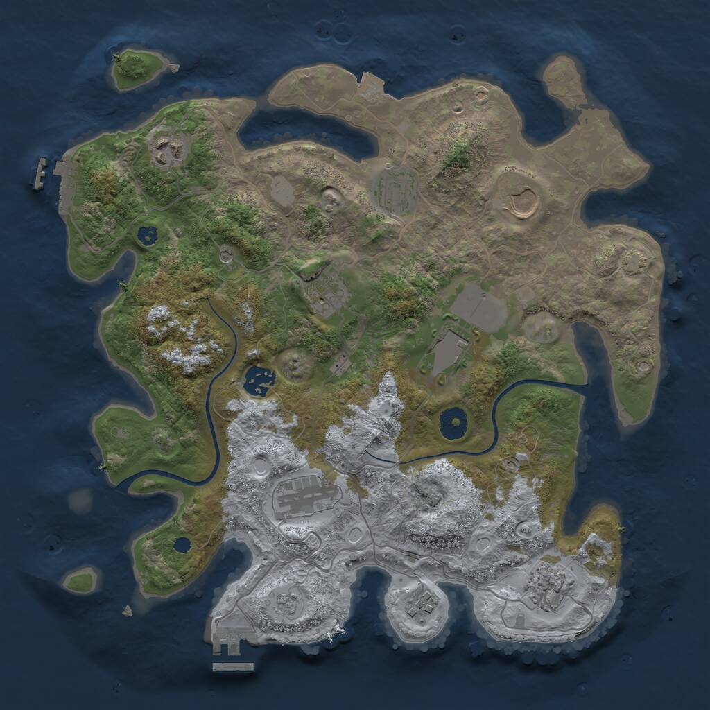 Rust Map: Procedural Map, Size: 3500, Seed: 921246439, 15 Monuments