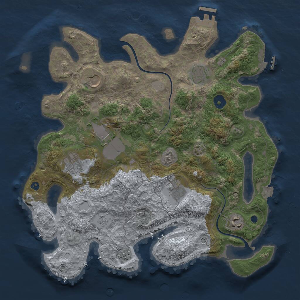 Rust Map: Procedural Map, Size: 3500, Seed: 841136595, 13 Monuments