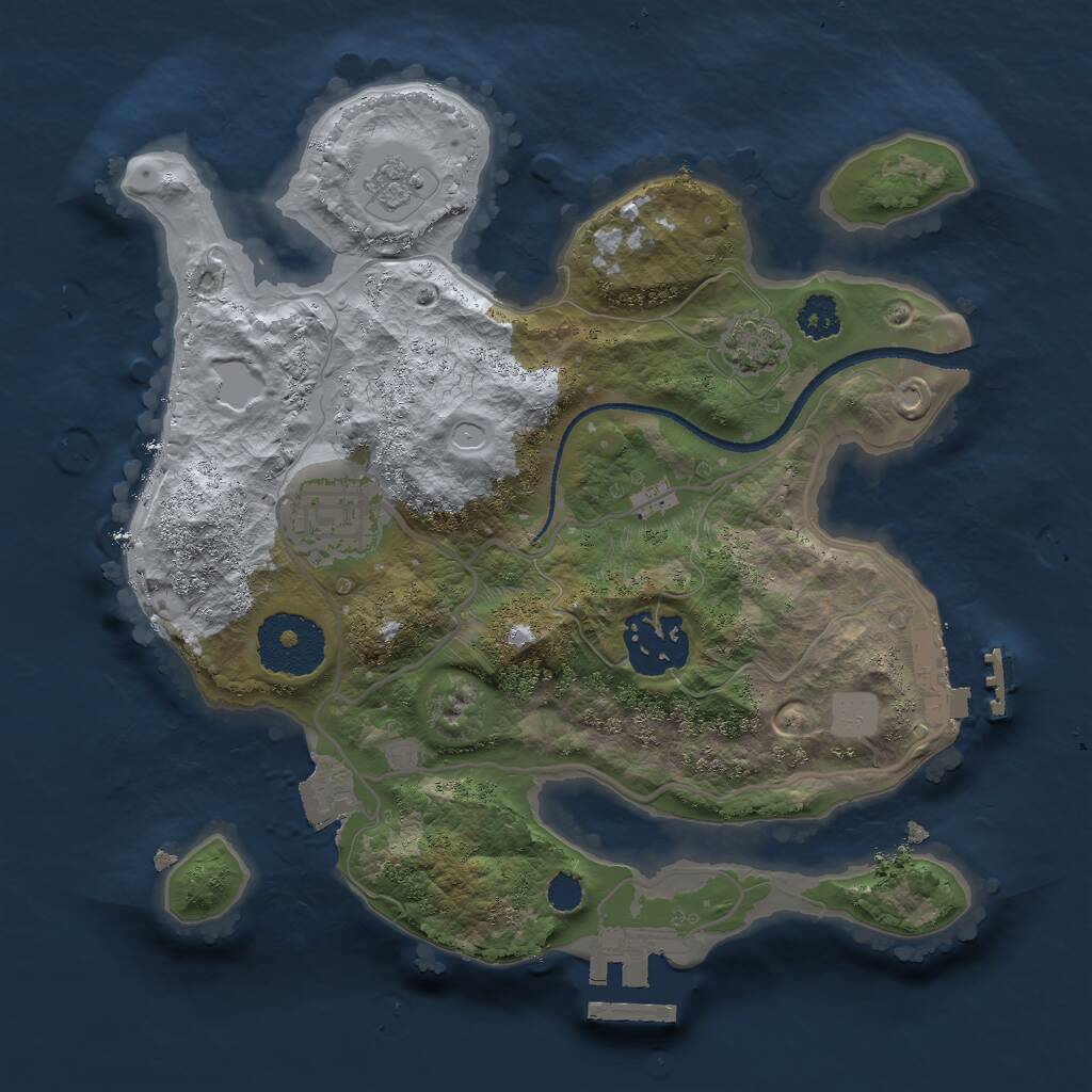 Rust Map: Procedural Map, Size: 2500, Seed: 950167787, 7 Monuments