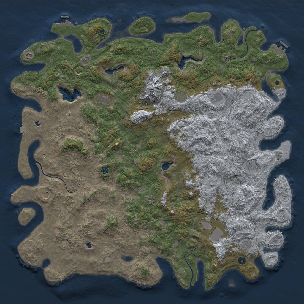 Rust Map: Procedural Map, Size: 6000, Seed: 67825498, 17 Monuments