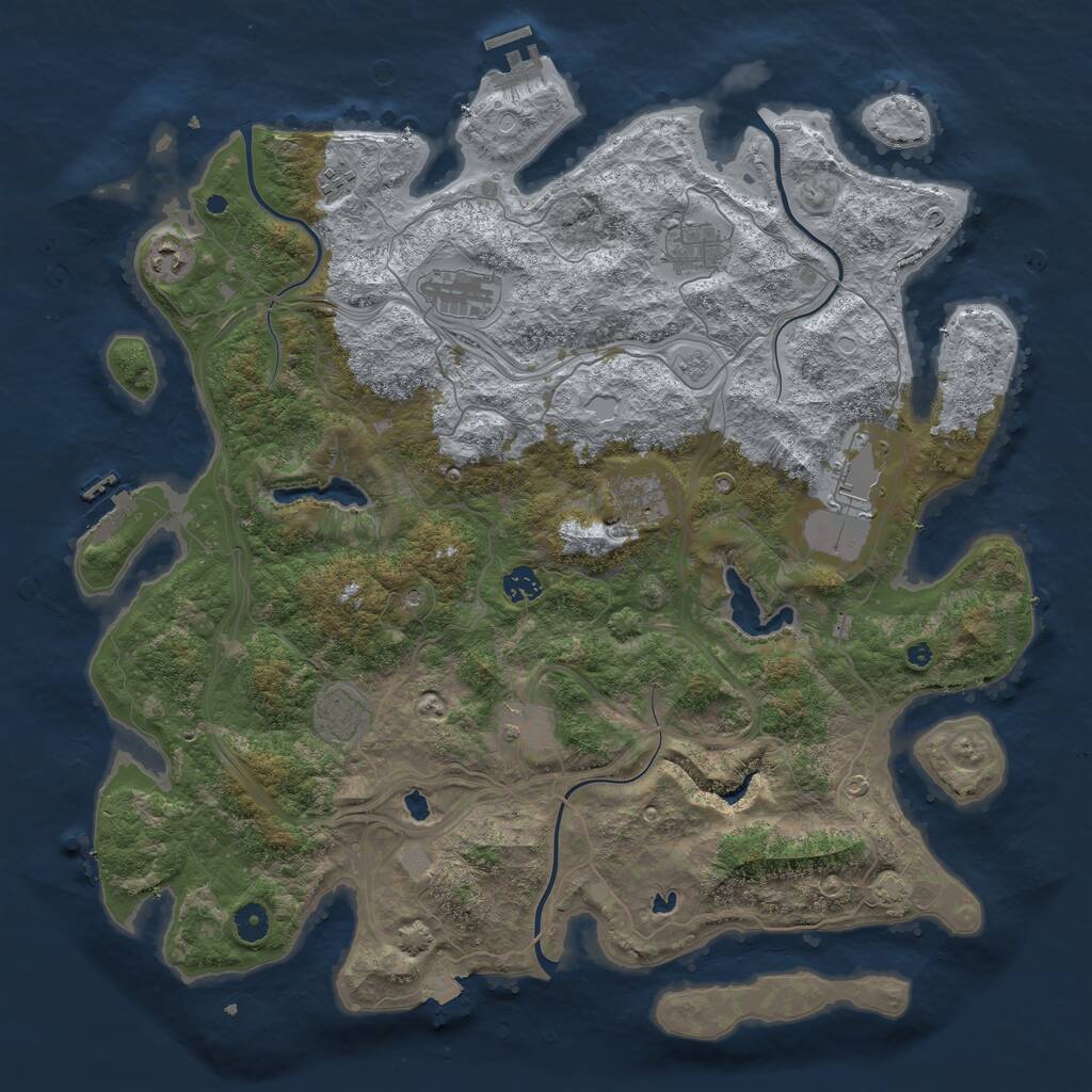 Rust Map: Procedural Map, Size: 4500, Seed: 1954071275, 15 Monuments