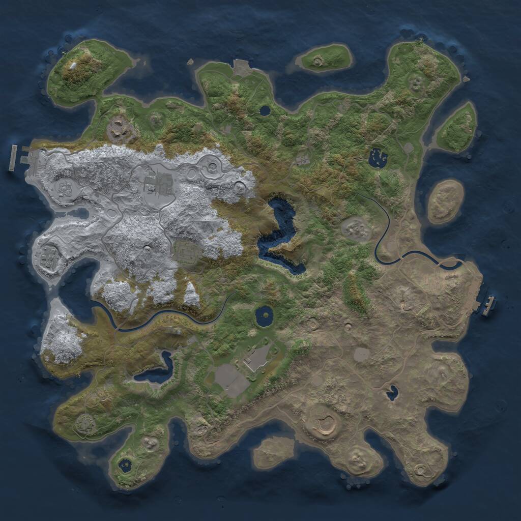 Rust Map: Procedural Map, Size: 4000, Seed: 635830229, 13 Monuments