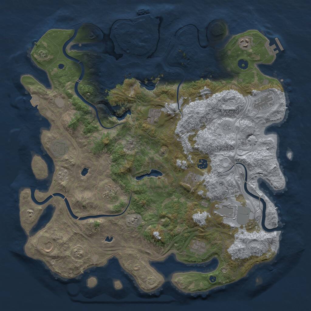 Rust Map: Procedural Map, Size: 4500, Seed: 481981654, 17 Monuments