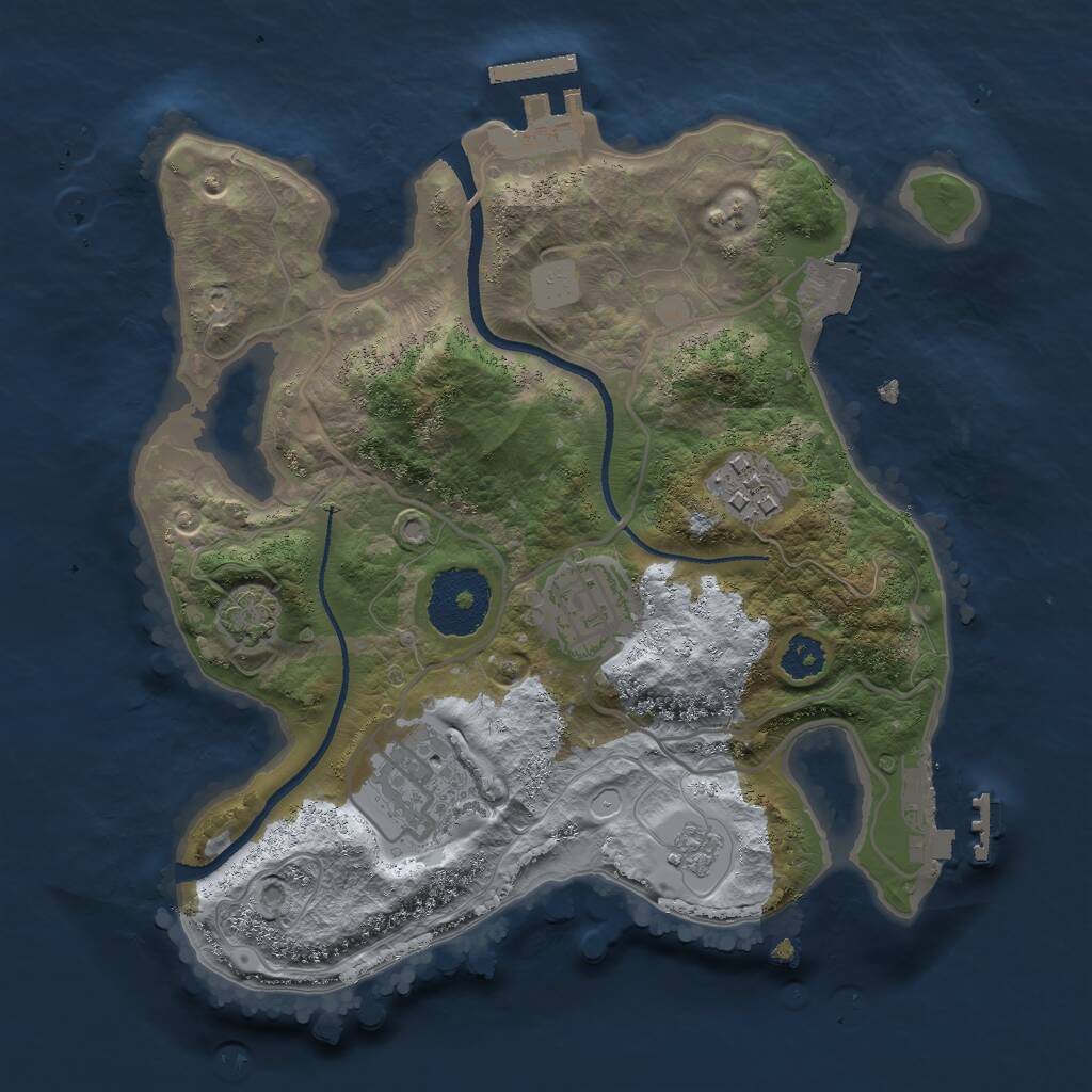 Rust Map: Procedural Map, Size: 2500, Seed: 235423, 8 Monuments