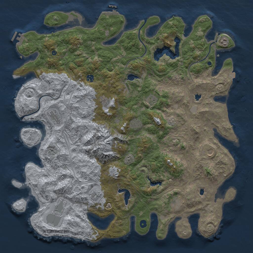 Rust Map: Procedural Map, Size: 5000, Seed: 51325, 17 Monuments