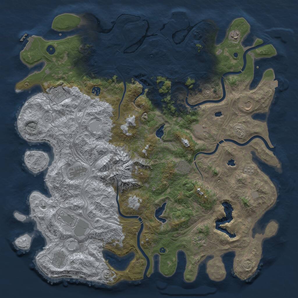 Rust Map: Procedural Map, Size: 5000, Seed: 51325, 17 Monuments