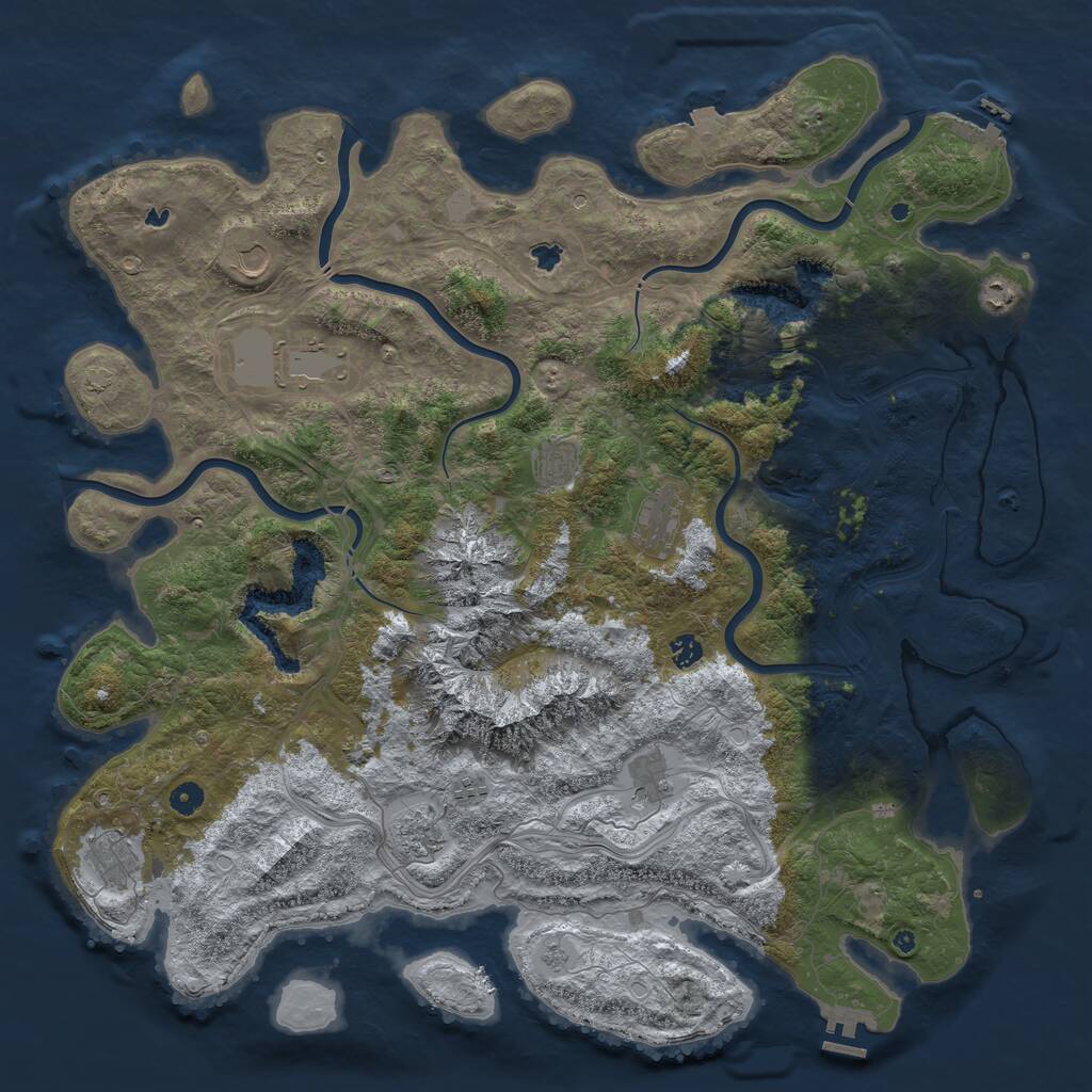 Rust Map: Procedural Map, Size: 5000, Seed: 50010, 16 Monuments