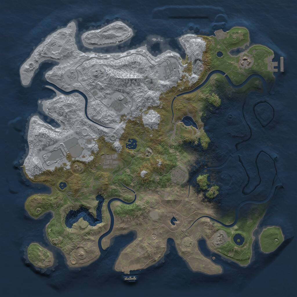 Rust Map: Procedural Map, Size: 4000, Seed: 975253, 14 Monuments