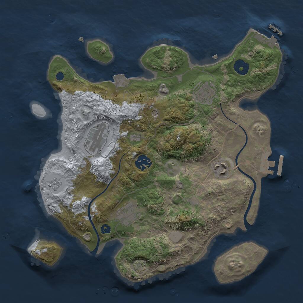 Rust Map: Procedural Map, Size: 3000, Seed: 49990, 11 Monuments