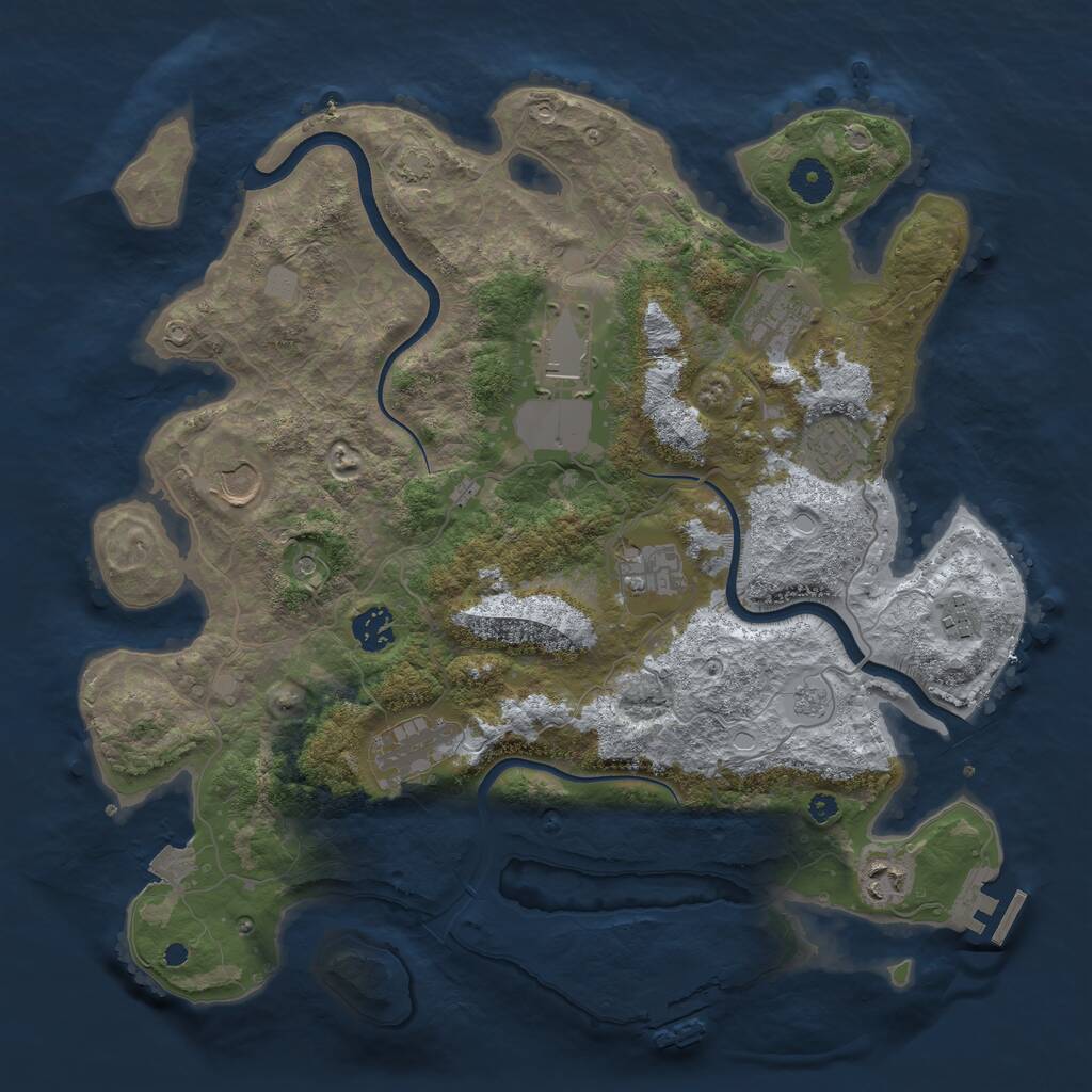 Rust Map: Procedural Map, Size: 3800, Seed: 2005, 15 Monuments