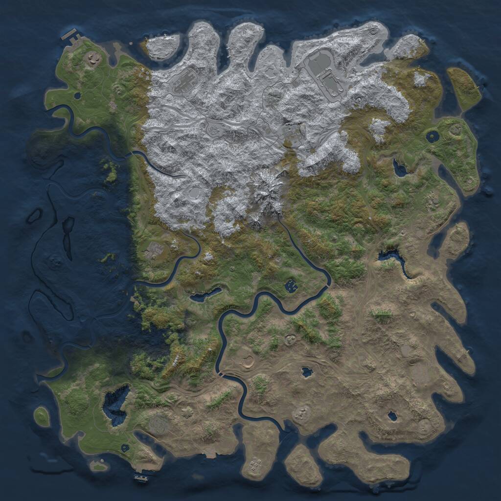 Rust Map: Procedural Map, Size: 6000, Seed: 867324, 17 Monuments