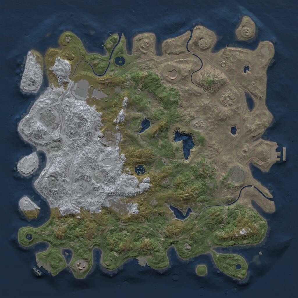 Rust Map: Procedural Map, Size: 4500, Seed: 7394, 16 Monuments