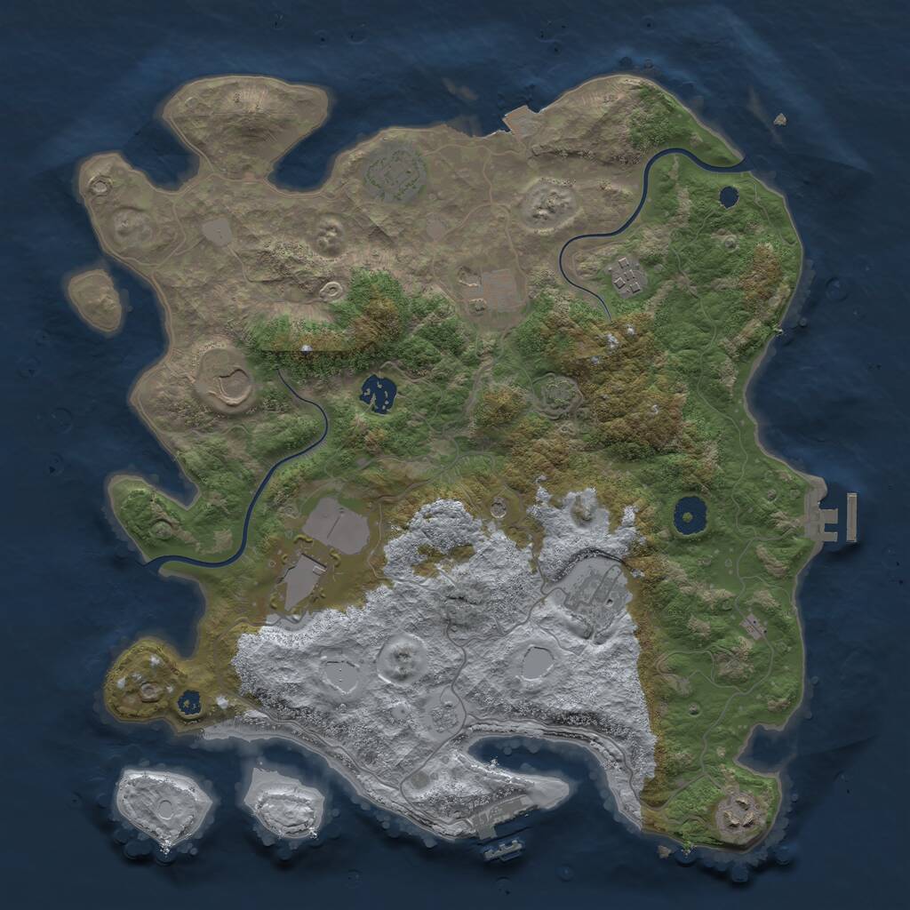 Rust Map: Procedural Map, Size: 3750, Seed: 217682488, 14 Monuments