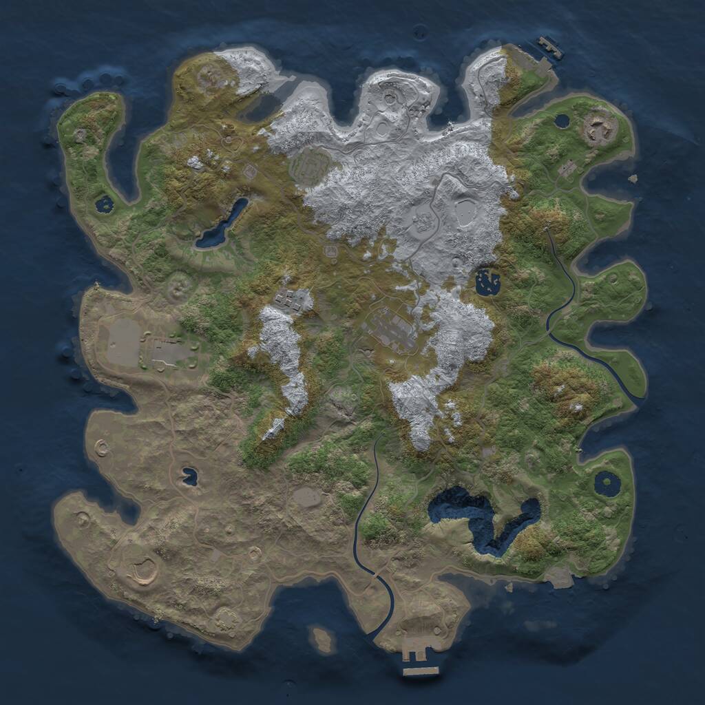 Rust Map: Procedural Map, Size: 4000, Seed: 49972, 13 Monuments