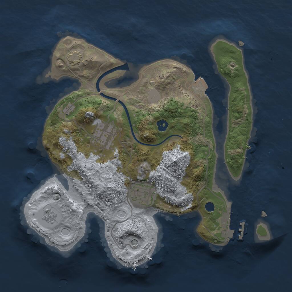 Rust Map: Procedural Map, Size: 2500, Seed: 38979, 7 Monuments