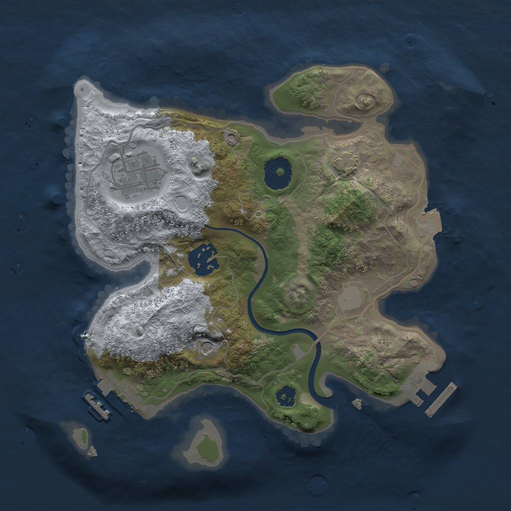 Rust Map: Procedural Map, Size: 2500, Seed: 1928291440, 7 Monuments