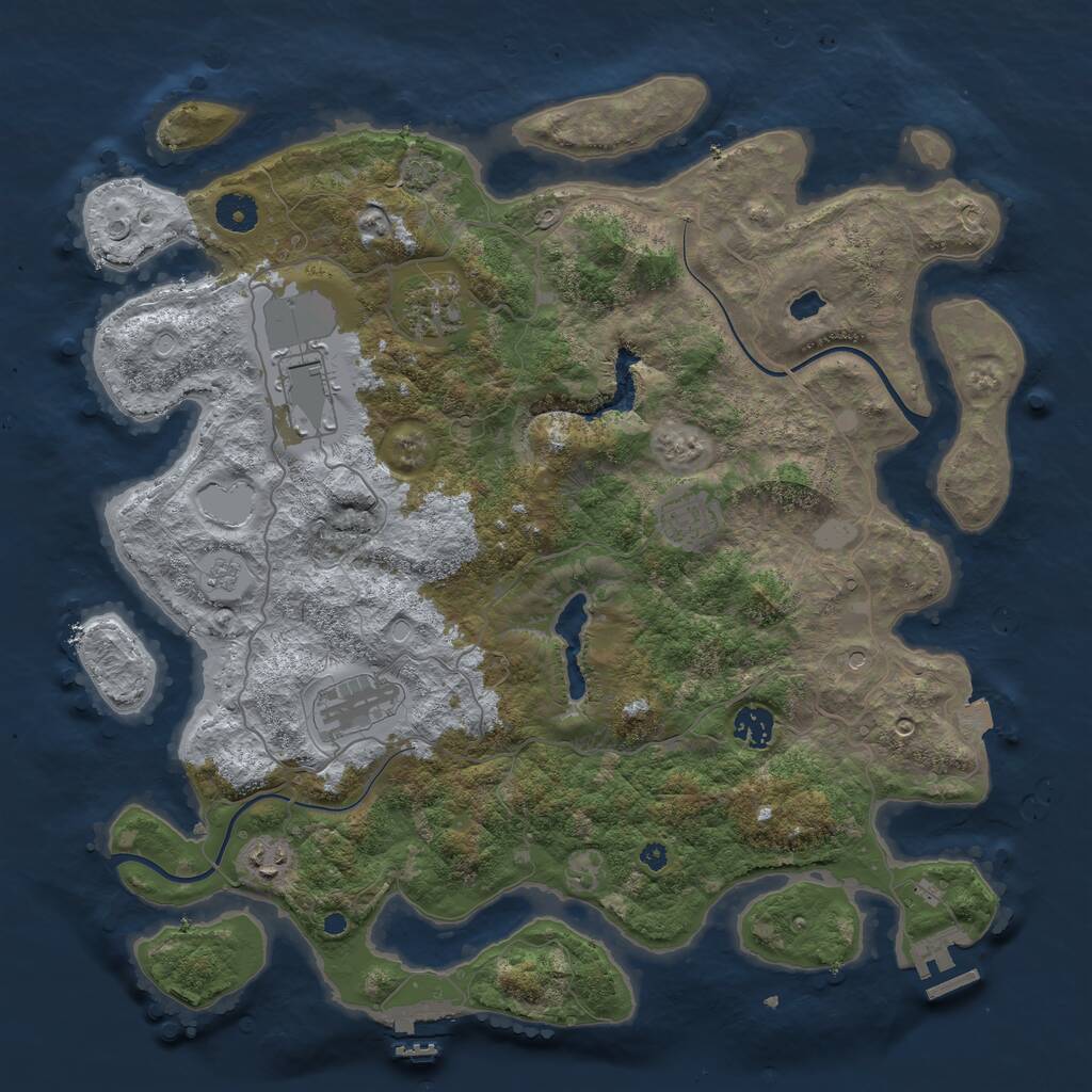 Rust Map: Procedural Map, Size: 4000, Seed: 769650, 12 Monuments