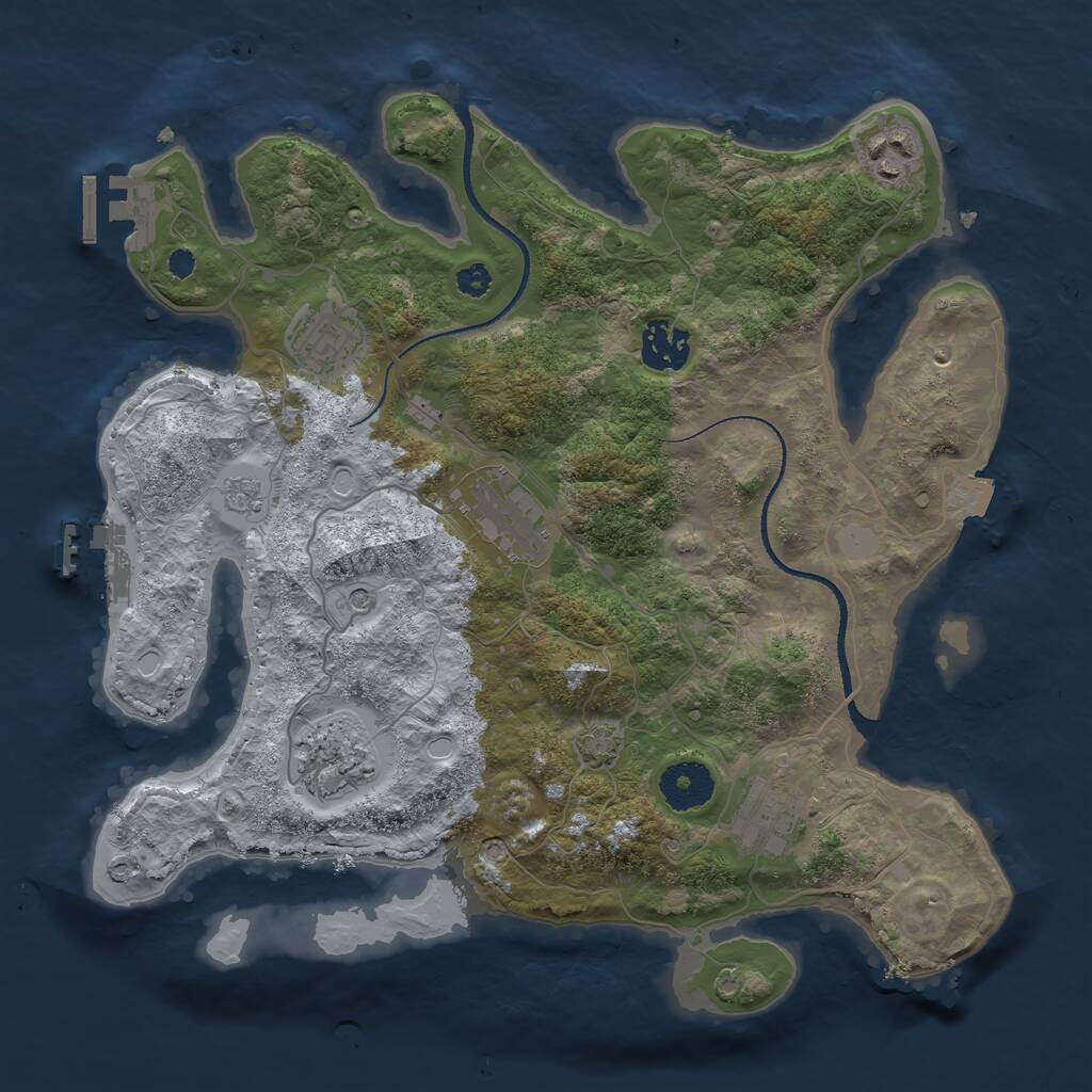 Rust Map: Procedural Map, Size: 3250, Seed: 84726207, 12 Monuments